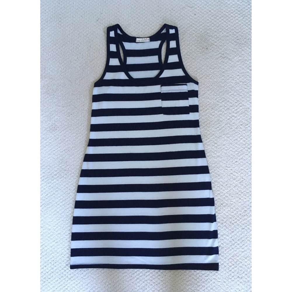 Racerback navy striped mini dress